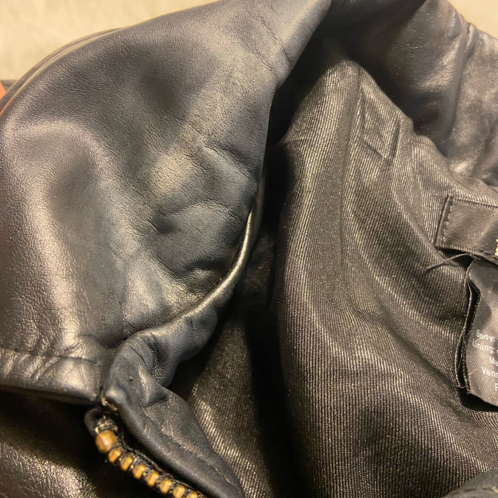 Frenchi black leather full zip bomber jacket size XS - Picture 10 of 11
